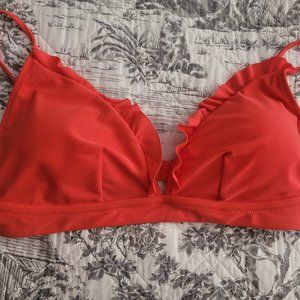 J. Crew Coral Triangle Swim/Bikini Top w/Ruffle Large NWT